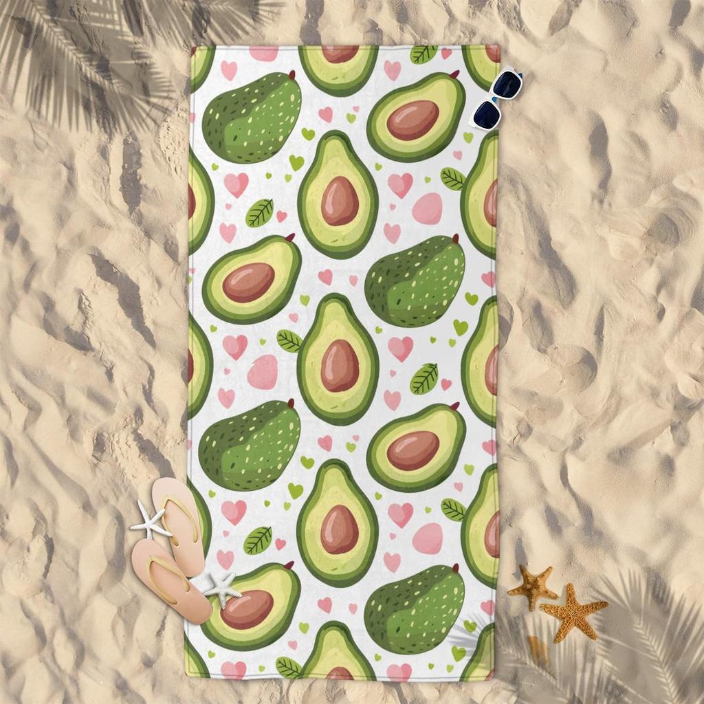 Delicious Avocado Fruits Beach Towel Lightweight Microfiber Beach Towels Decor Quick Dry Pool Towel for Beach Travel Swim Bath