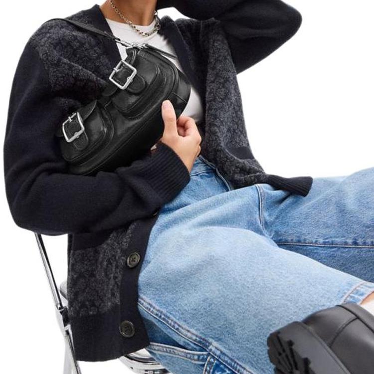 Coach Ashton 25 Removable Shoulder Strap Top Zip Closure Patent Leather Handheld Crossbody Shoulder Bag Medium Women handbags Black CV943-SVBK