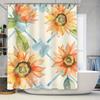 Vibrant Sunflower Shower Curtain Waterproof Home Decor for Bathroom Peach Orange Blue Geometric Design Modern Artistic Print Fab