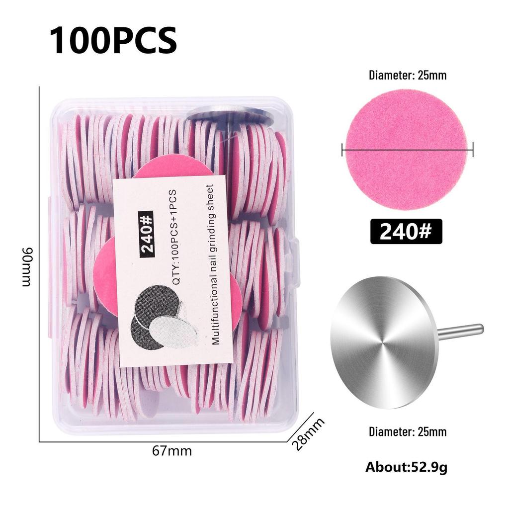 Nail Art Sand Disc for Polishing, Shaping, and Filing Extension Nails - 100 Pieces
