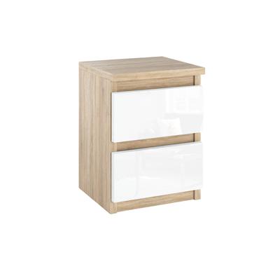 Bedside Cabinet Sonoma Oak White Gloss 30 Cm 2 Drawers Tv Table For Bedroom