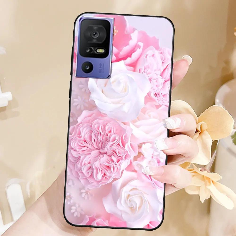 Case For TCL 40 SE Coque TPU Soft Silicone Fashion Phone Funda For TCL 40 SE Back Cover Floral Case Luxury Capa Marble Bumper