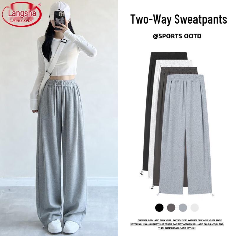 LANGSHA Women's High-Waist Wide-Leg Sweatpants