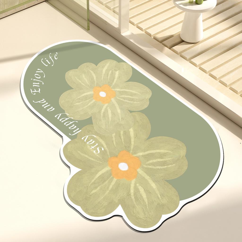 Blumenförmige Bodenmatte, rutschfeste und saugfähige Matte für den Badezimmereingang, Toilette, weiches Kissen, Badezimmer-Fußmatte