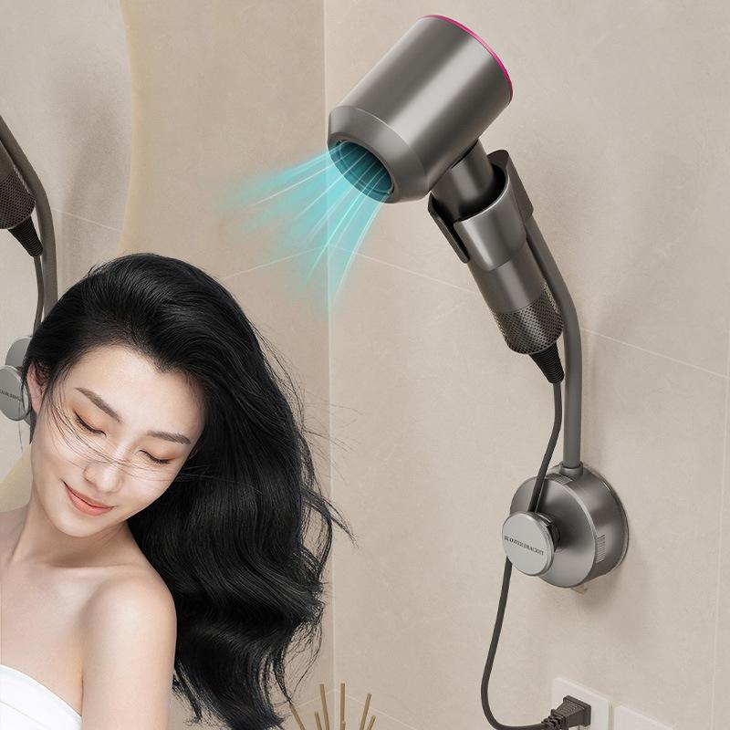 Soporte de Secador de Pelo con Ventosa Potente Estante de Baño Organizador de Baño Organizador de Ducha No Necesita Sujetarse con la Mano Colgador