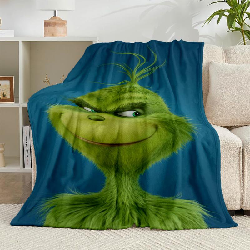 1PC Green monster Christmas Spirit Flannel Blanket Gift, Suitable for Both Men And Women, Soft Ideal for Beds And Sofa, Birthday Or Christmas Gift