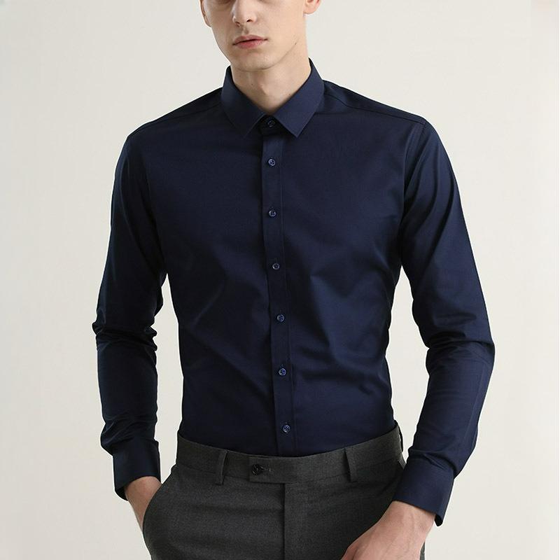 Long-sleeved White Shirt Men's Solid Color Stretch Slim-fit Non-iron Anti-wrinkle Business Casual Men's Professional Shirt