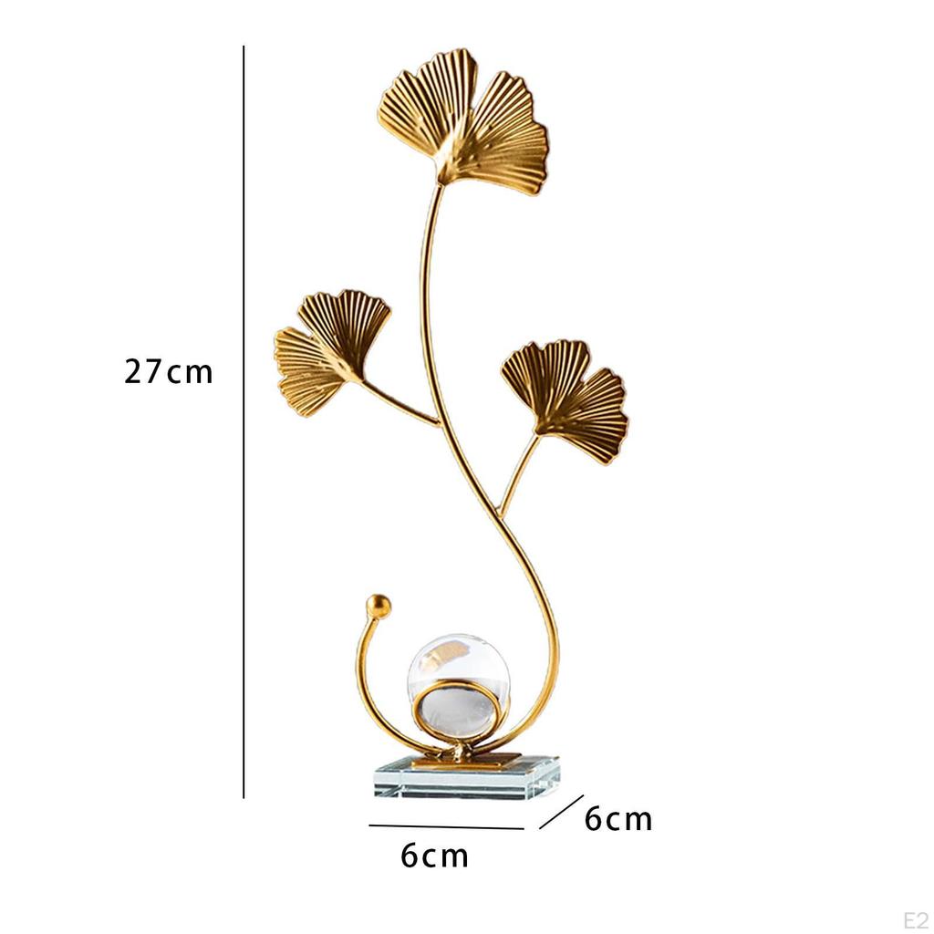 Leaves Statue Crystal Ball Decorative Shaped Figurine Nordic Desktop Ornament Metal Sculpture for