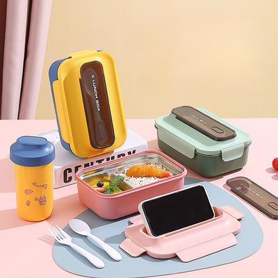 1500ML Lunch Box for Adults and Student Inner Double Layer Leakproof Microwaveable Sealed Plastic Snack Bento Box Food Container