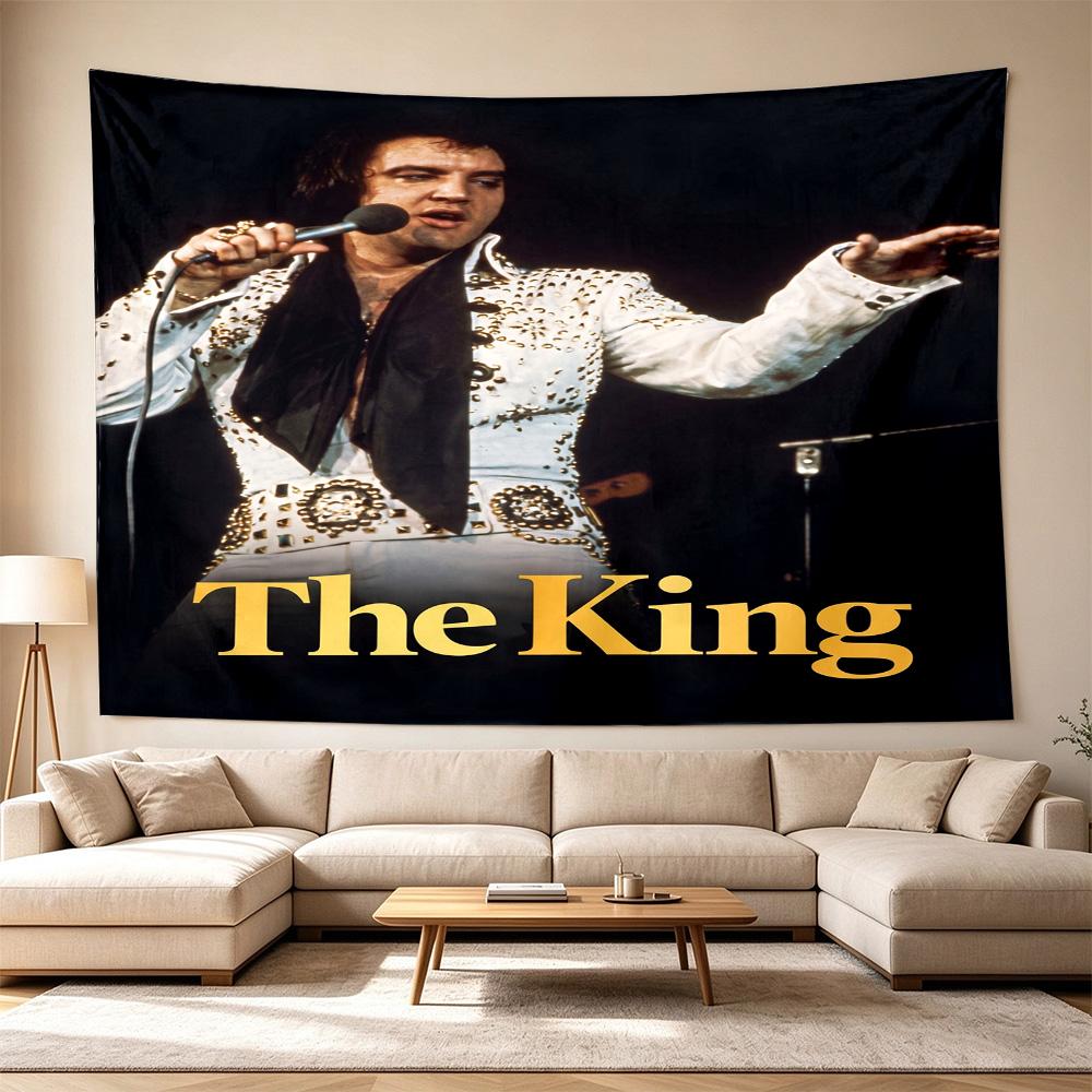 Elvis Neon Sign Versatile Wall Hanging Blanket, Home Backdrop for Wedding, Party and Video Shooting,Perfect Gift