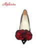 Aphixta Twins Roses Sticky Flowers 10cm Stiletto Heels Pumps Women Shoes Black Red Super High Pointed Toe Plus Big 49 50
