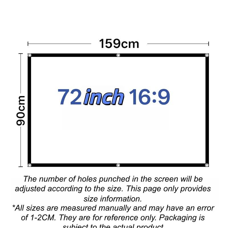 Compact Portable Anti-Light Projector Screen Flexible Use 60/72/84/100/120 Inches for Travel