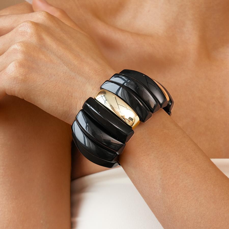 Vintage Resin Smudging Bangle Geometric Wide Chunky Acrylic Bracelets for Women Men Personality Acrylic Bracelet Hand Jewelry