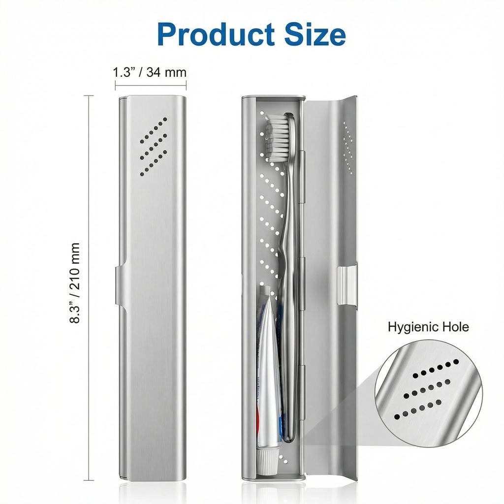 1 Pc Empty Aluminum Toothbrush Travel Case, Portable Travel Toothbrush Holder, Durable Manual Tooth Brush Box Container