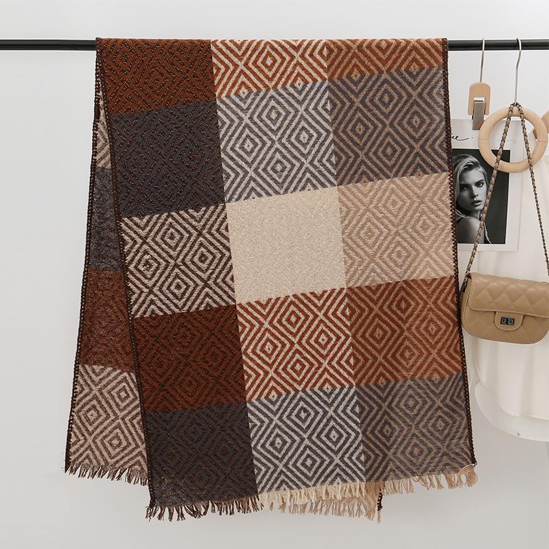 

Классический толстый женский кашемировый шарф-пончо, роскошный клетчатый принт, теплое одеяло, пашмины, накидки с кисточками, буфанда эшарп 65x200cm