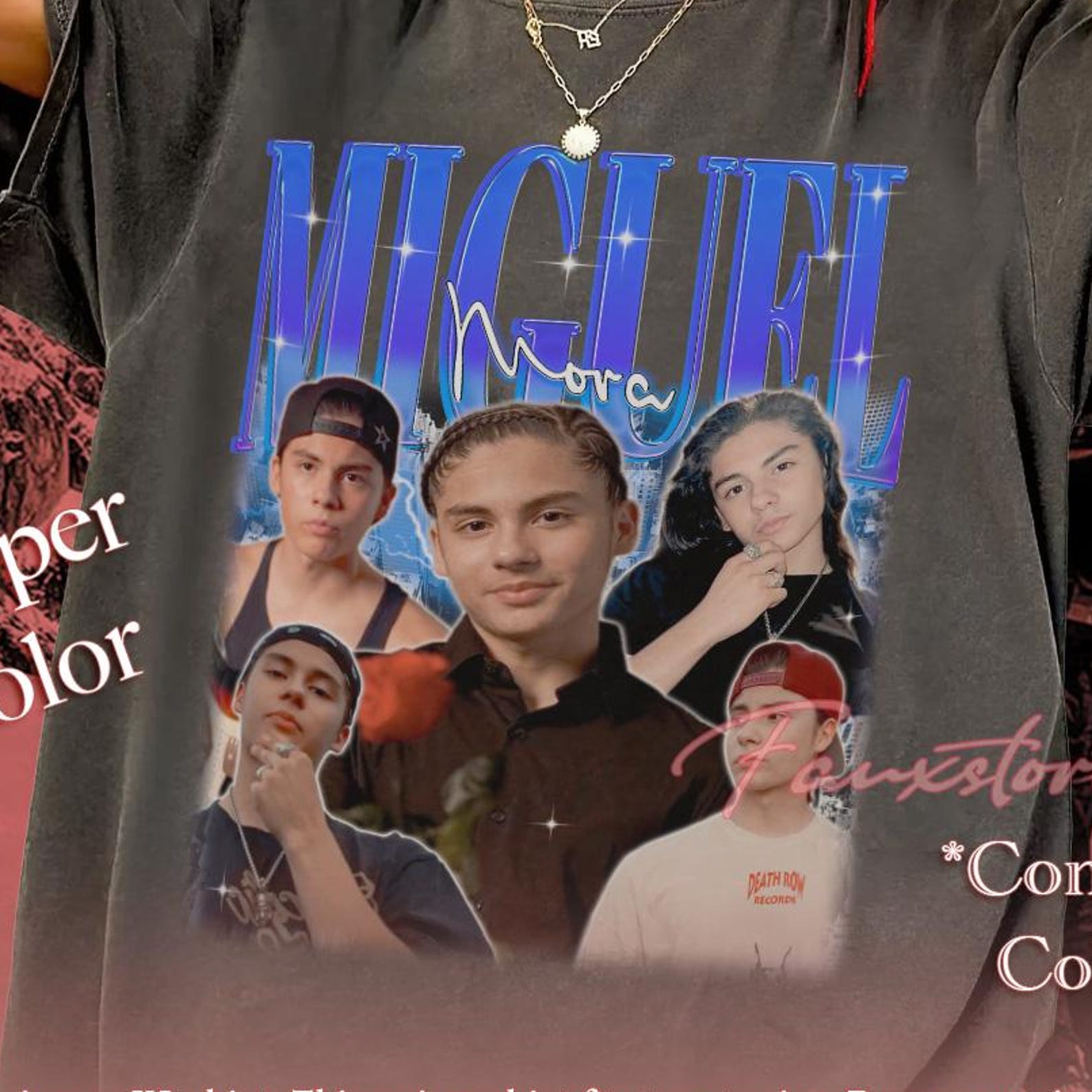 Miguel Mora Vintage Collage Graphic T-Shirt – 100% Cotton Comfort L