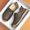 FashionCasual Leather Men's Shoes New Fashion Male Hiking Shoes Handmade Retro Leisure Loafers Vintage Style Non-Slip Outdoor Footwear