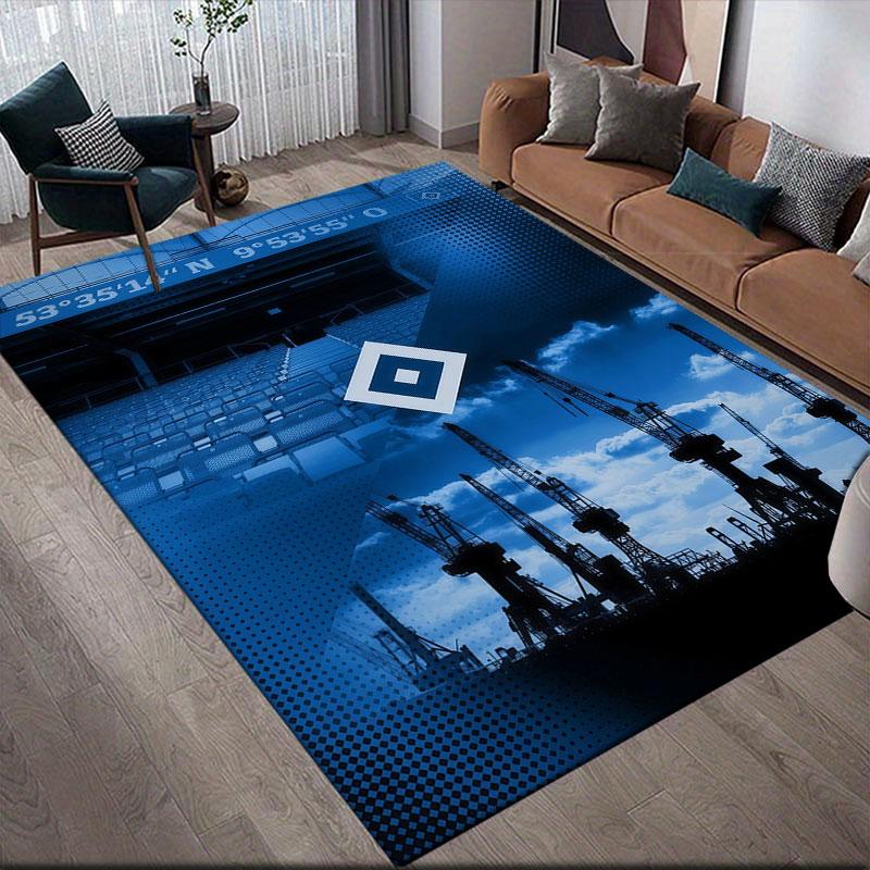 Hamburger SV Printed Carpet, Home Sofa Decoration for Living Room & Bedroom, Non‑Slip Play Flannel Floor Mat for Game Room