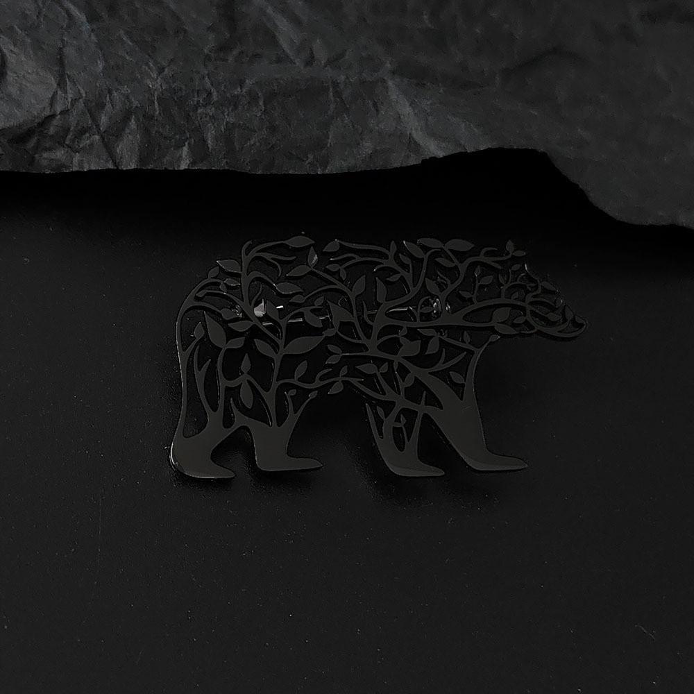 Punk Style Stainless Steel Brooch Plated Corsage Pin Trendy Polar Bear Brooch  Clothes Accessories