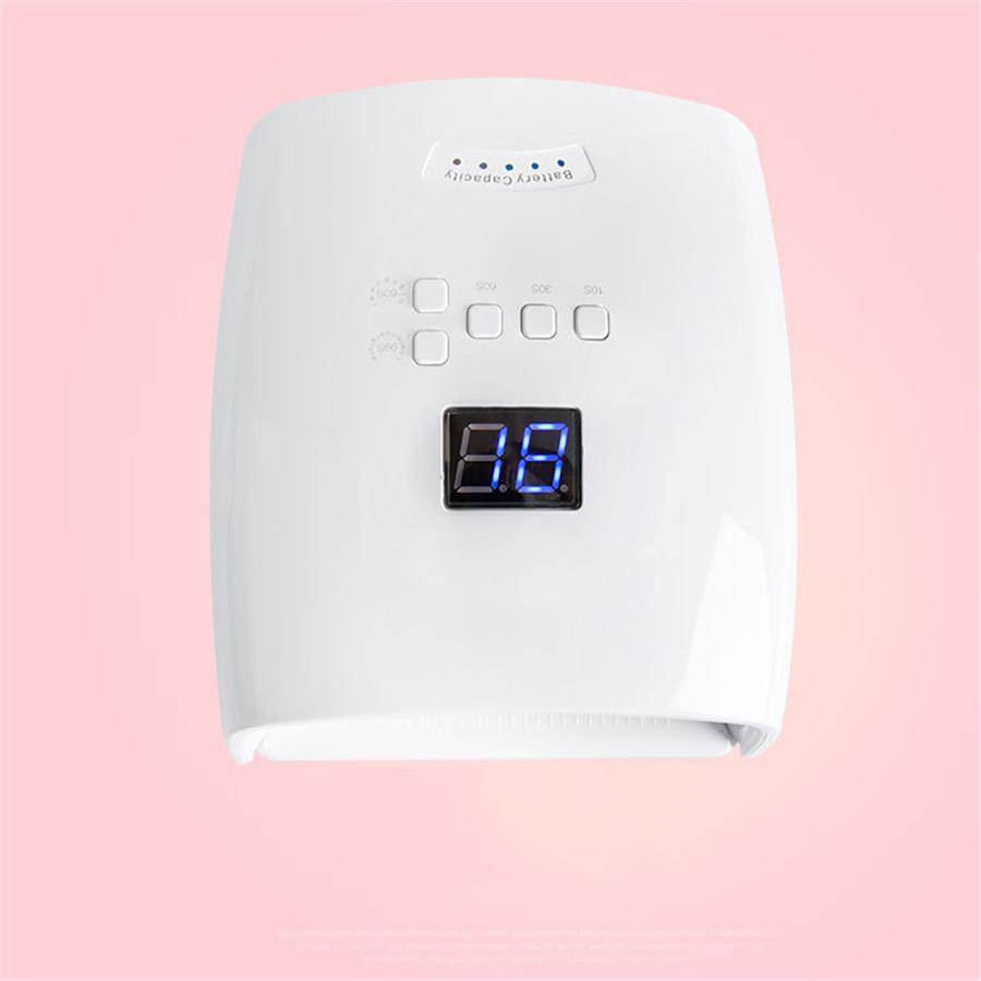 White 48W Cordless Wireless Rechargeable LED/UV Nail Lamp Gel Polish Light Dryer