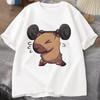 Capybara Print Unisexs Tshirt Round Neck Short Sleeves Hiphop Top Funny Capybara Lifting Print Tshirts Gym Lover Streetwear Tops