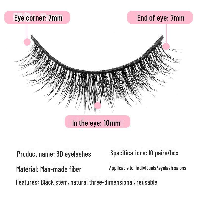 Ten Pairs 3D Stereo Messy Cross Short Lashes for Student, Daily, and Bridal Makeup
