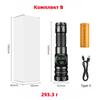 Portable rechargeable zoom flashlight with display screen, LED flashlight with emergency side light 5 lighting modes