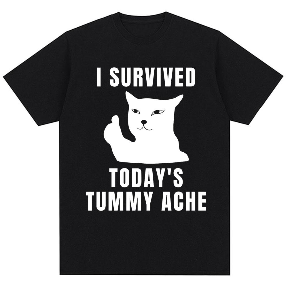 Thousand Yard Stare Cat Funny Meme T-shirt Humor Style Vintage High Quality T Shirt Men Women Oversized Casual Cotton Streetwear