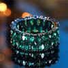 Luksus Søt Dame Grønn Zirkon Stein Ring Vintage Mote Svart Gull Farge Bryllup For Kvinner