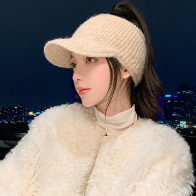 Autumn and Winter Warm Hat Women's Cold-proof Knitted Hat Wool Hat Versatile Simple Face Small Empty Top Hat Tide