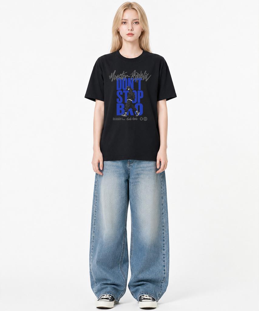 MONSTER REPUBLIC Don'T Stop Bro Blue T-Shirt Black_9168