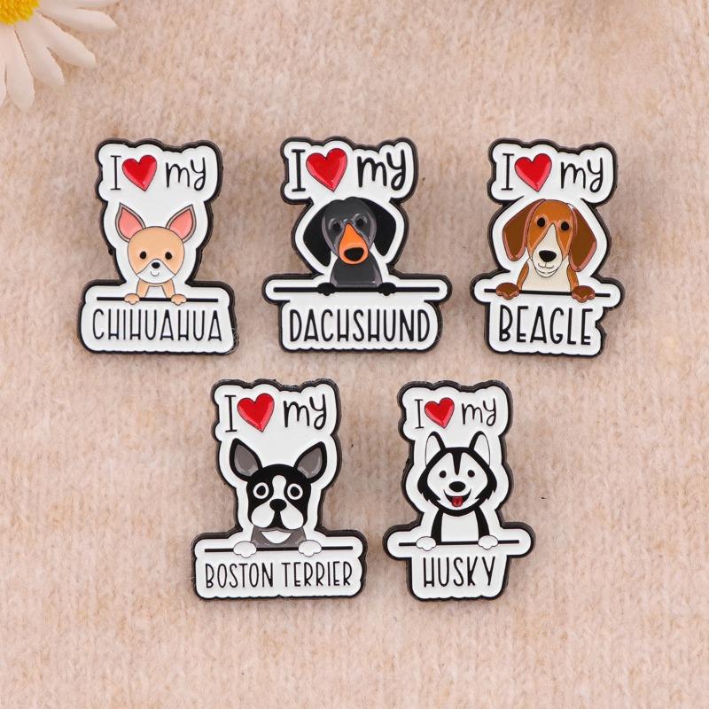 English Love Pet Dog Dog Animal Series Brooch Badge Clothing Backpack Ornament Love Brooch