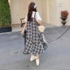 Plaid dress for women, new summer Korean style casual temperament, relaxed feel, fake two-piece patchwork slip dress