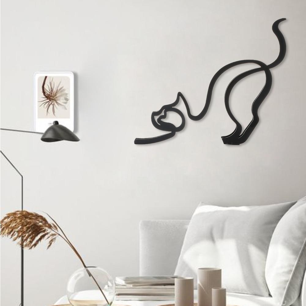 Home Ornament Desktop Decoration Art Sculpture Cat Decoration Abstract Line Ornament Cat Sculpture