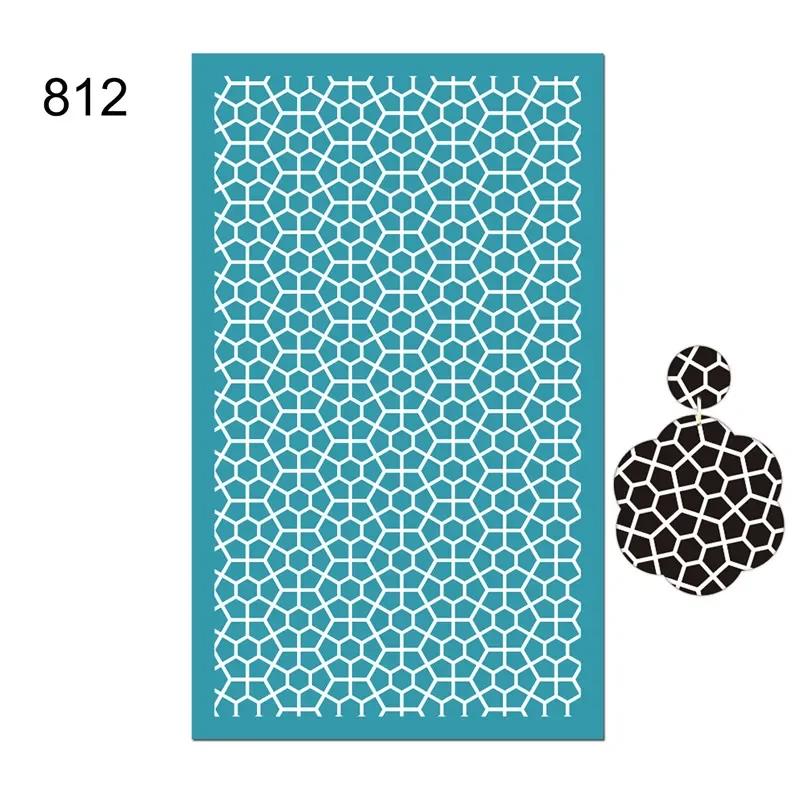 New Self-Adhesive Silk Screen Stencils for Polymer Clay Leaf Flower Decor Reusable Mesh Transfer Printing Earring Jewelry Making