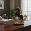 Rearing Horse Figurine Decorative WaveBased Base Indoor Ornament for Art Collectors,