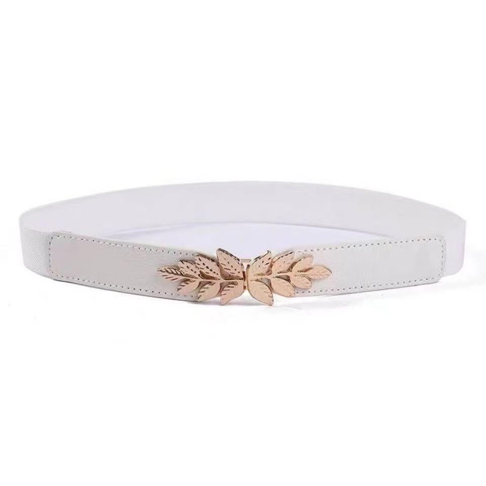Women's Gold Leaf Buckle Elastic Waist Belt - 2025 Fashion for Dresses