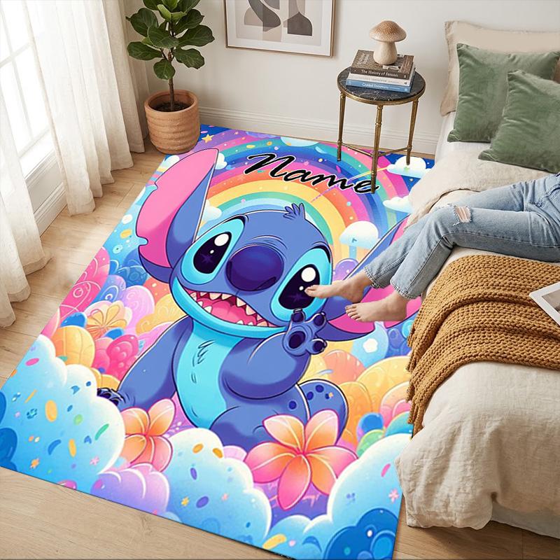Personalized Name Stitch Paradise Living Room Non-Slip Area Rug Soft Carpet for Bedroom Kids Playroom Sofa Office Home Decor Doormat