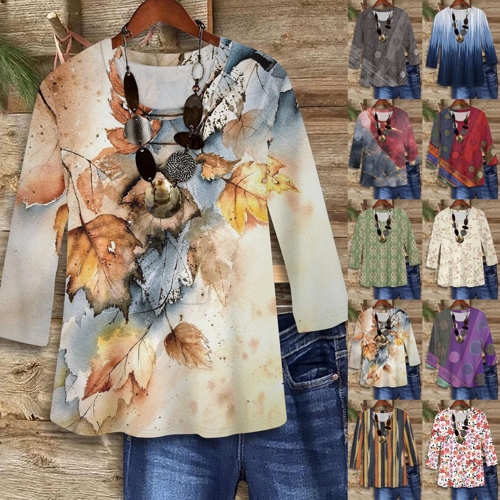 

3/4 Sleeve Shirts For Women Cute Print Graphic Tees Blouses Casual Plus Size Basic Tops Pullover XXXXXL жовтий