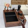 Espresso Knock Box, Espresso Accessory Organizer Box, 51mm-58mm Tamping Station Base, 9-in-1 Storage Wooden Espresso Tamper Mat, Tamper Stand,