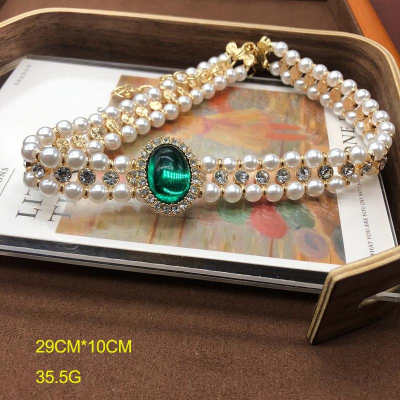 Necklace Gray Shell Pearl Colored Glazed Neck Chain Stud Earrings Bracelet Set