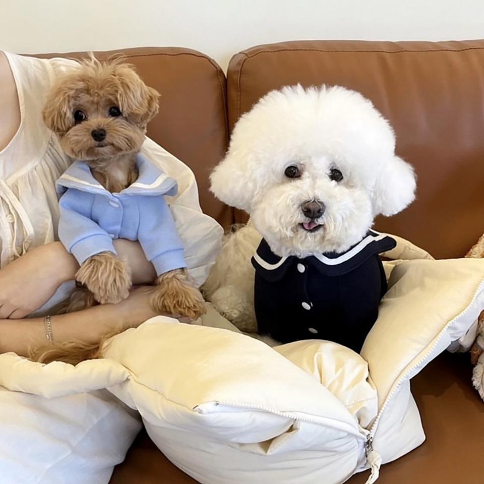 Soft Teddy Vest Autumn Pet Clothes Small Dog Cat Warm Bottoming Shirt Poodle Sailor Collar Pullover Dog Stuff