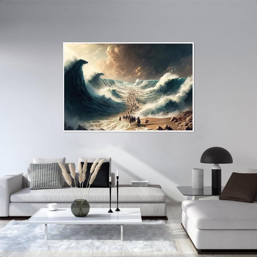 Moses Parted the Red Sea Figures Jesus Bible Art Modern Bible Poster Jesus Print Art Bible Home Decor Wall Art Boho Bible Jesus