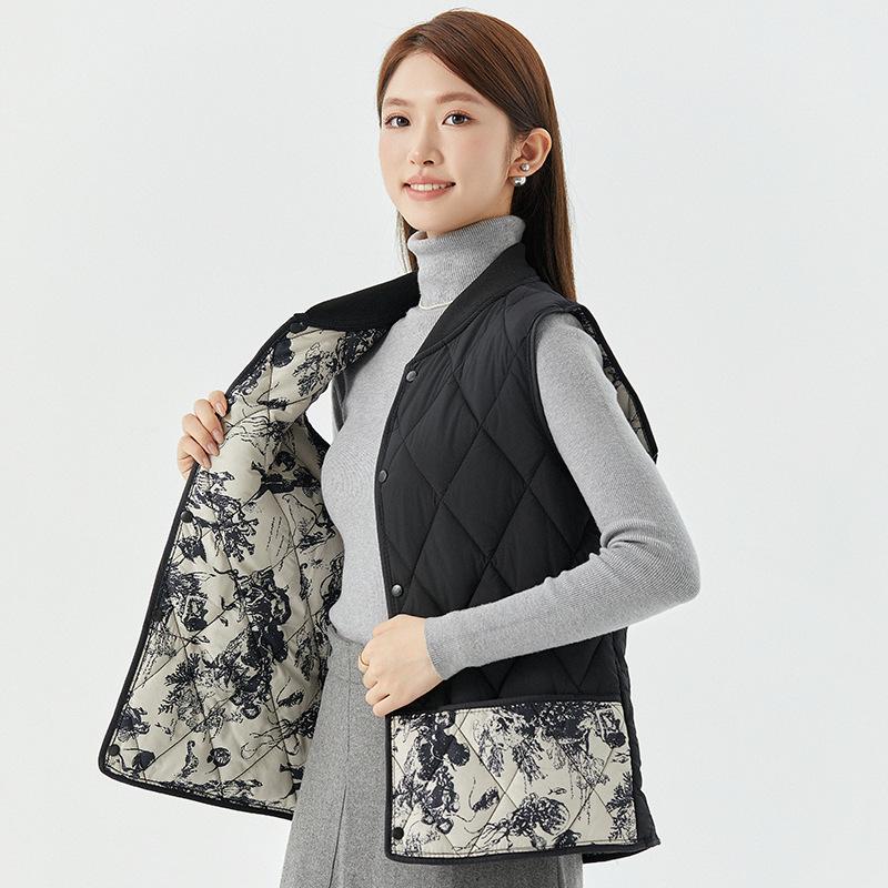 

Оптовая продажа женских легких теплых модных повседневных хлопковых жилетов в китайском стиле с воротником в рубчик для весны и осени 2XL