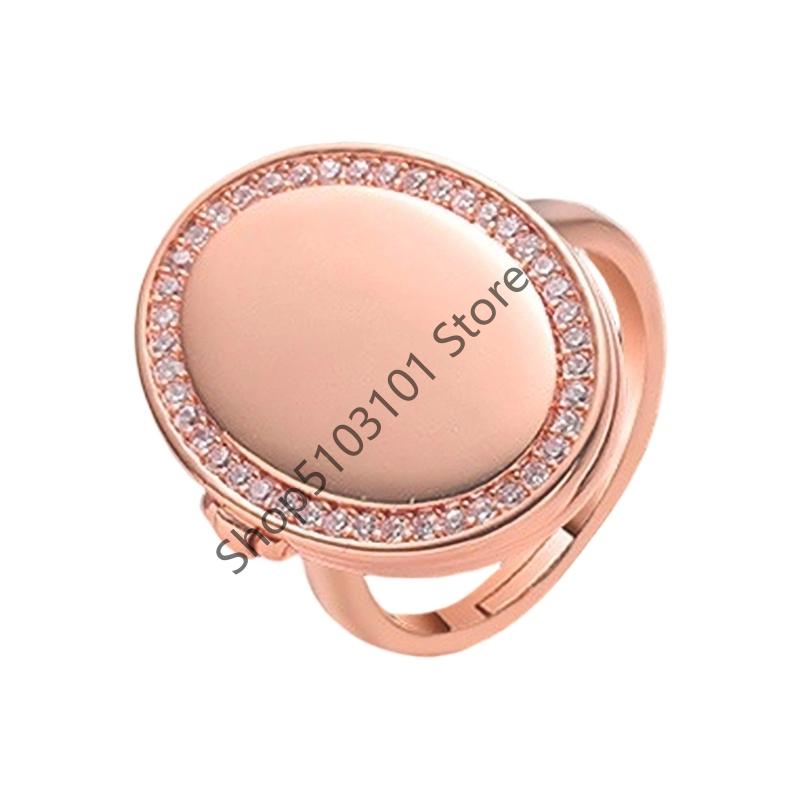 

Geometric Oval Locket Ring for Women Men Openable Photo Frame Finger ring Family Love Jewelry Rings