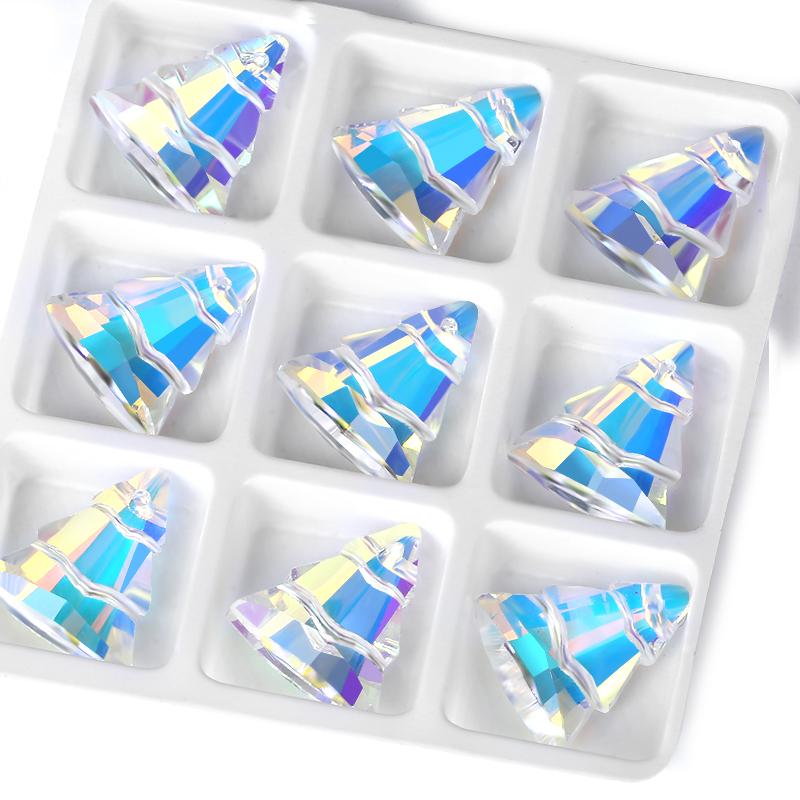 

9Pcs Crystal Christmas Tree Pendant Glass Austria Loose Beads Charms Rhinestones for DIY Earring Necklace Craft Jewelry Making 15x13mm-9pcs