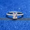 S925 Sterlingsilber Strahlender Schliff Moissanit Smaragd Ring für Damen - Stapelbarer Hochzeits- und Diamantring