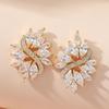 European American Retro Flower Zircon Crystal Earrings: Sparkling White Studs with Heavy Workmanship