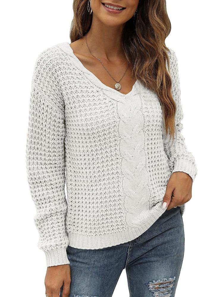 Damen Strickpullover mit langen Ärmeln, V-Ausschnitt, Oversized-Passform, einfarbig, luxuriös, entspannt sitzend, figurschmeichelnd und vielseitig einsetzbar