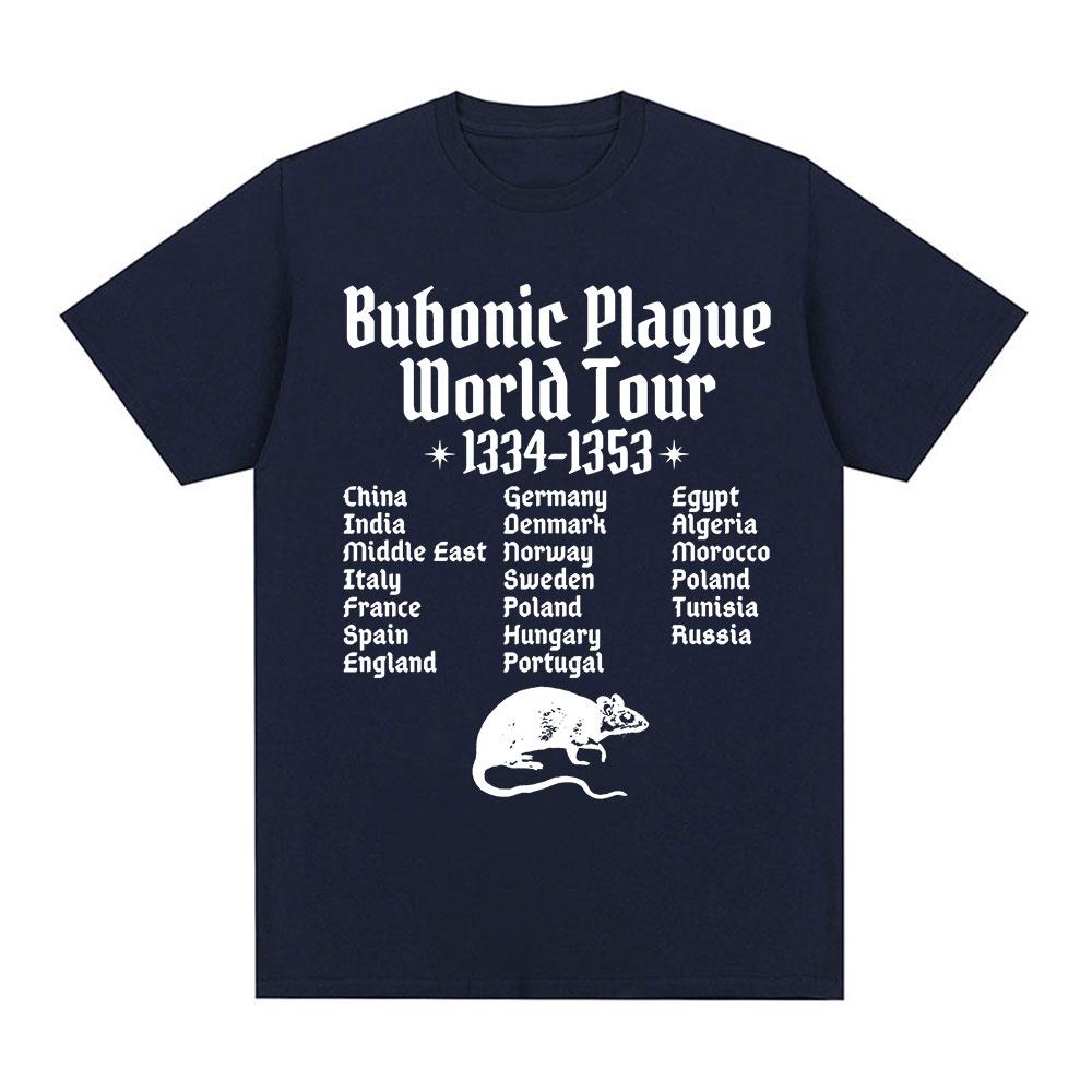 Bubonic Plague World Tour T-shirt Men Women Funny Mouse Rat Meme Gothic T Shirt Vintage Casual Oversized T Shirts Streetwear